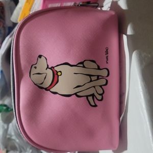 Marc Tetro  makeup bag. Pink with a dog.